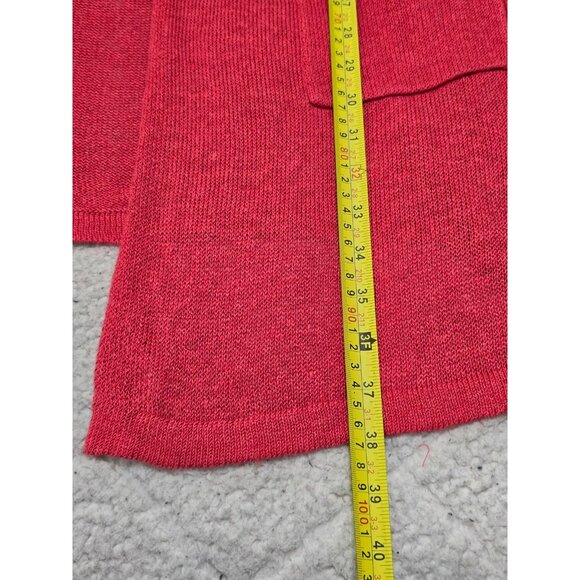 J Jill Womens Red Linen Blend Open Front Long Knit Duster Cardigan Size M - Picture 11 of 12
